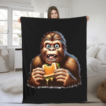 Discover Bigfoot Discovers Grilled Cheese Sandwich Fleece Blankets