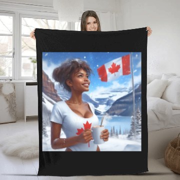 Discover Canadian Winter Snow in Banff Canada Fleece Blankets
