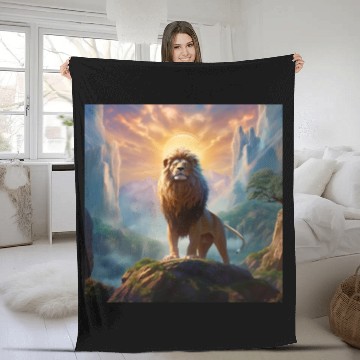 Discover Celestial Lion King Art Print 144 Starseed Fleece Blankets