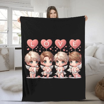 Discover Cute Cupid Cherub Angel Low Poly Valentine's Fleece Blankets