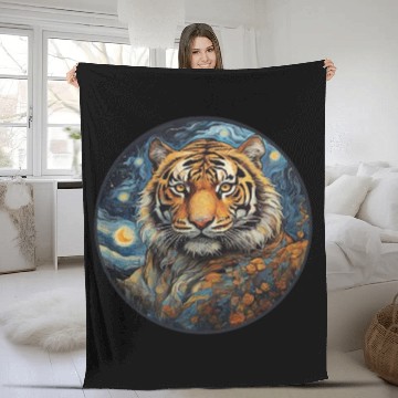 Discover wild tiger animal Fleece Blankets