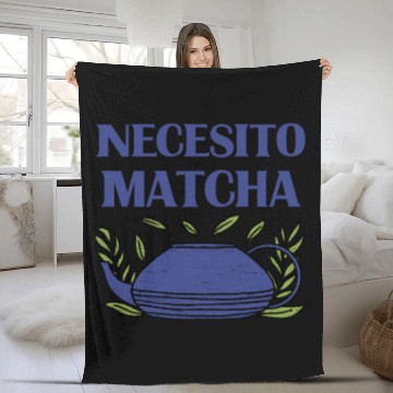 Discover Cute "Necesito Matcha" Graphic Fleece Blankets