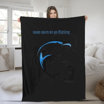 Discover keep calm and go fishing Fleece Blankets