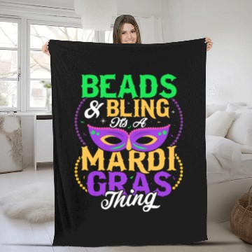 Discover Beads & Bling It's A Mardi Gras Thing Carnival Par Fleece Blankets