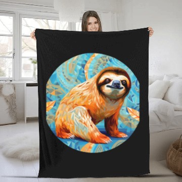 Discover Mosaic Mandala Sloth Fleece Blankets