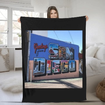 Discover Greetings From San Diego Street Art Fleece Blankets