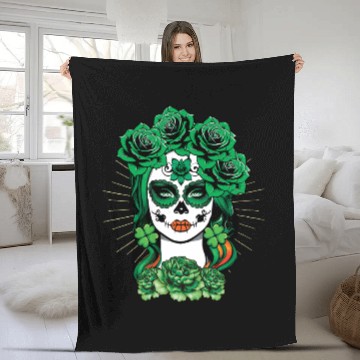Discover St Patrick's Day Dia De Los Muertos La Calavera Fleece Blankets