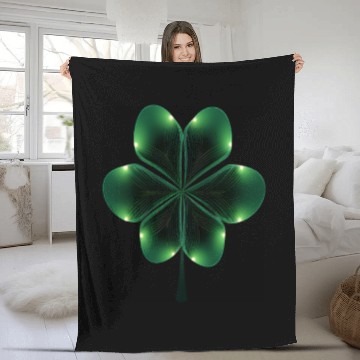 Discover St Patricks Day Shamrock Geometric Clover Fleece Blankets
