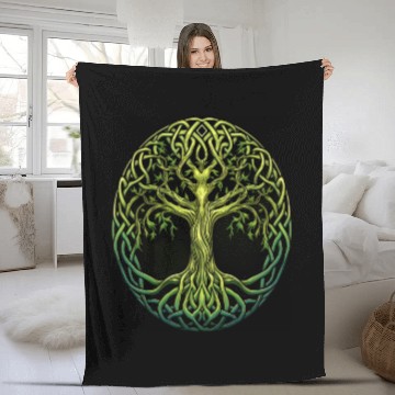 Discover St Patricks Day Celtic Knot Tree Irish Gaelic Fleece Blankets