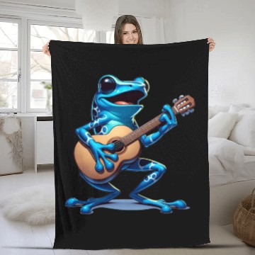 Discover Poison dart frog guitar Fleece Blankets