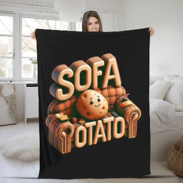 Discover Couch Potato Humor 3D Illustration Fleece Blankets