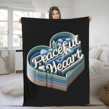 Discover 3D Peaceful Heart Typography Design Fleece Blankets