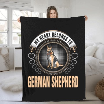 Discover My Heart Belongs To German Shepherd Dog Fleece Blankets