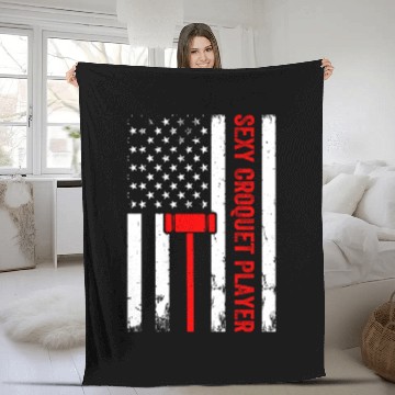 Discover Sexy Croquet Player US Flag Croquet Player Fleece Blankets
