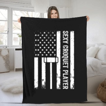 Discover Playing Croquet US Flag Sexy Croquet Player Fleece Blankets
