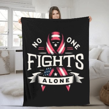 Discover No One Fights Alone US Family Veteran Awareness Fleece Blankets