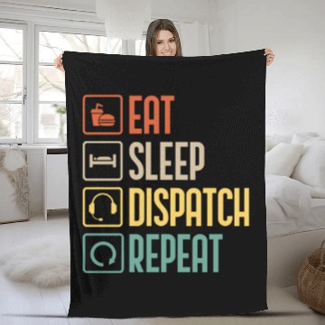 Discover Eat Sleep Dispatch Repeat Funny Dispatcher gift Fleece Blankets