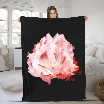 Discover bright pink rose quartz crystal motif Fleece Blankets