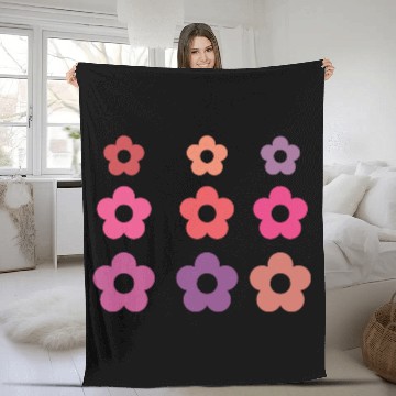 Discover Large and small pink multi-colored flowers Fleece Blankets