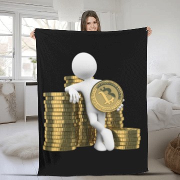 Discover 3D White People Bitcoin Fleece Blankets