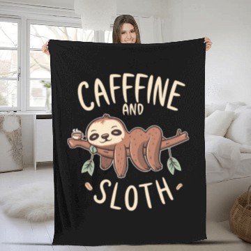 Discover CAFFEINE SLOTH Fleece Blankets