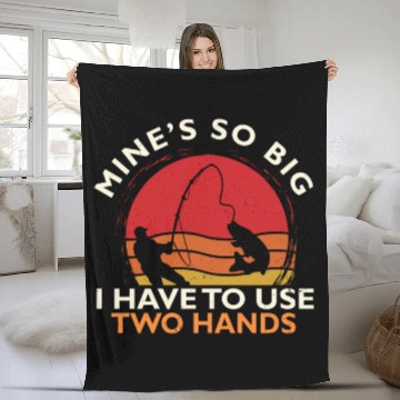 Discover Funny Fishing Mine's Big Use Two Hands Bass Fish Fleece Blankets