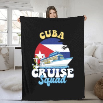 Discover Cuba Cruise Squad Family Vacation Trip Fleece Blankets