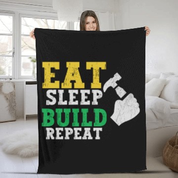 Discover Eat Sleep Build Repeat Builder Fathers Day Gift Fleece Blankets