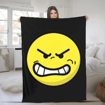 Discover Angry Expression face Fleece Blankets