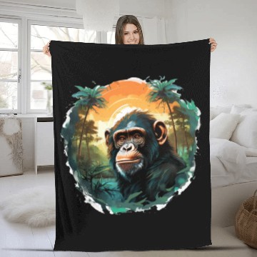Discover Happy monkey Fleece Blankets