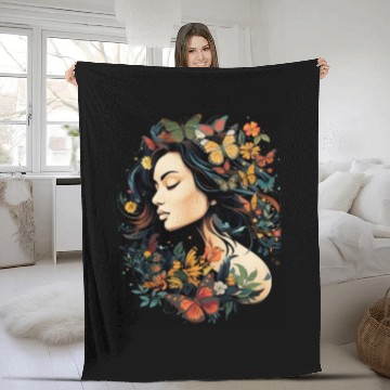 Discover International Womens Day Woman Butterflies Fleece Blankets