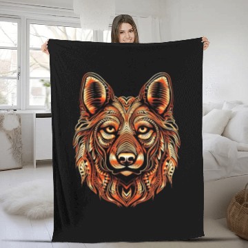 Discover German Shepherd Funny Dog Street Art Comic Pet Fleece Blankets