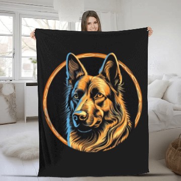 Discover German Shepherd Funny Dog Street Art Comic Pet Fleece Blankets