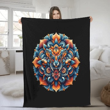 Discover Regal Fox Mandala Fleece Blankets