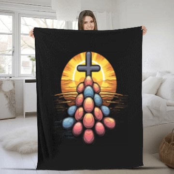 Discover Christian Easter Day Cross Easter Egg Hunt Fleece Blankets