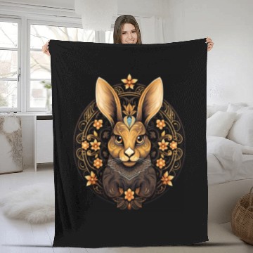 Discover Easter Bunny Rabbit Mandala Arts Easter Day Fleece Blankets