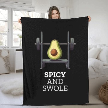 Discover Spicy and Swole Avocado Gym Fleece Blankets
