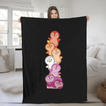Discover Lesbian Flag Pride Lgbtq Cute Penguin Fleece Blankets