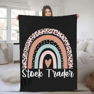 Discover Stock Trader Rainbow Leopard Funny Stock Trader Fleece Blankets