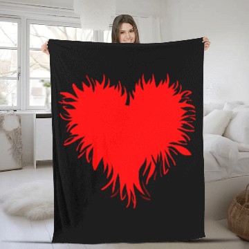 Discover Angry Fiery Heart Vector 2 Colors Fleece Blankets