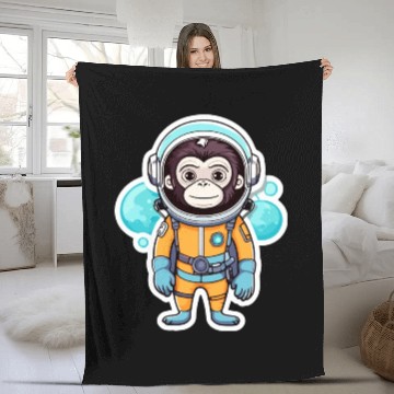 Discover Monkey Ape Astronaut Illustration Fleece Blankets