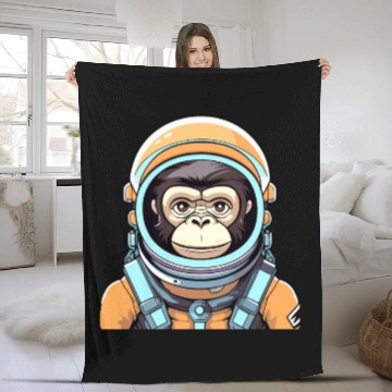 Discover Monkey Ape Astronaut Illustration Fleece Blankets