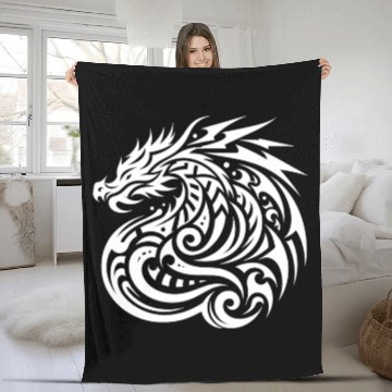 Discover Dragon T Tattoo Artistic Symbol Design Fleece Blankets