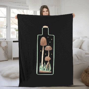 Discover Mushroom and Firefly Terrarium Fleece Blankets