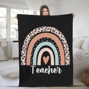 Discover Teacher Rainbow Leopard Funny Teacher Appreciation Fleece Blankets