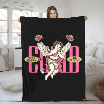 Discover Stay Happy Be In Love Modern Cupid Valentines Fleece Blankets
