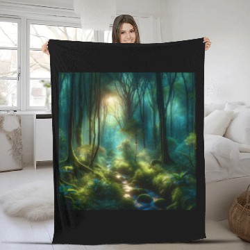 Discover Twilight Enchantment A Mystical Forest Scene Fleece Blankets