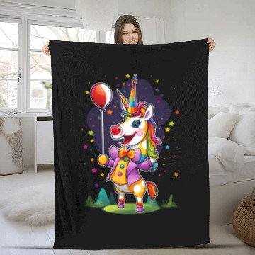 Discover Clown Unicorn Fleece Blankets