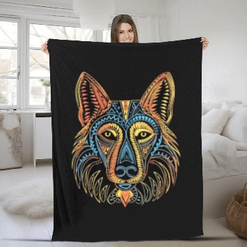 Discover German Shepherd Funny Dog Street Art Comic Pet Fleece Blankets