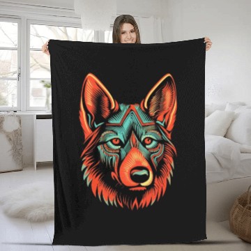 Discover German Shepherd Funny Dog Street Art Comic Pet Fleece Blankets